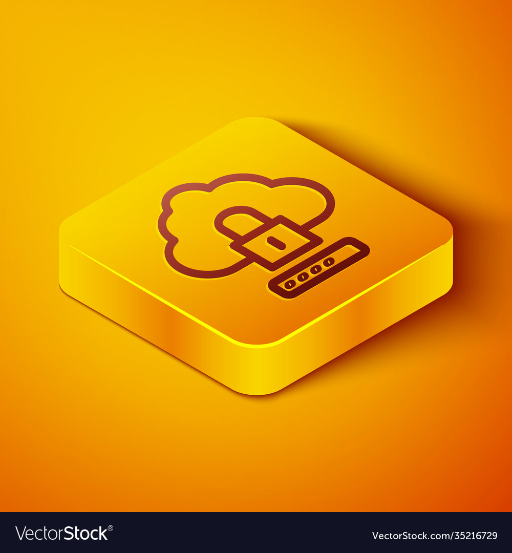 Isometric line cloud computing lock icon isolated vector image Isometric line cloud computing lock icon isolated