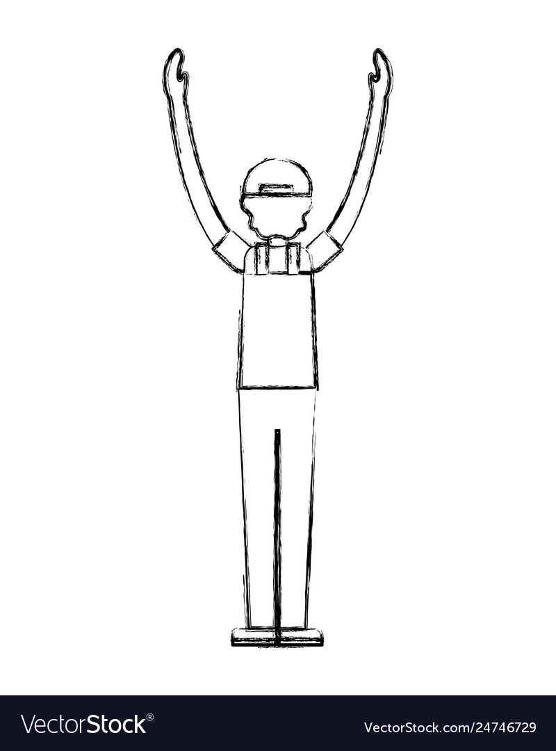 Mechanic with hands up worker avatar character Vector Image Mechanic with hands up worker avatar character