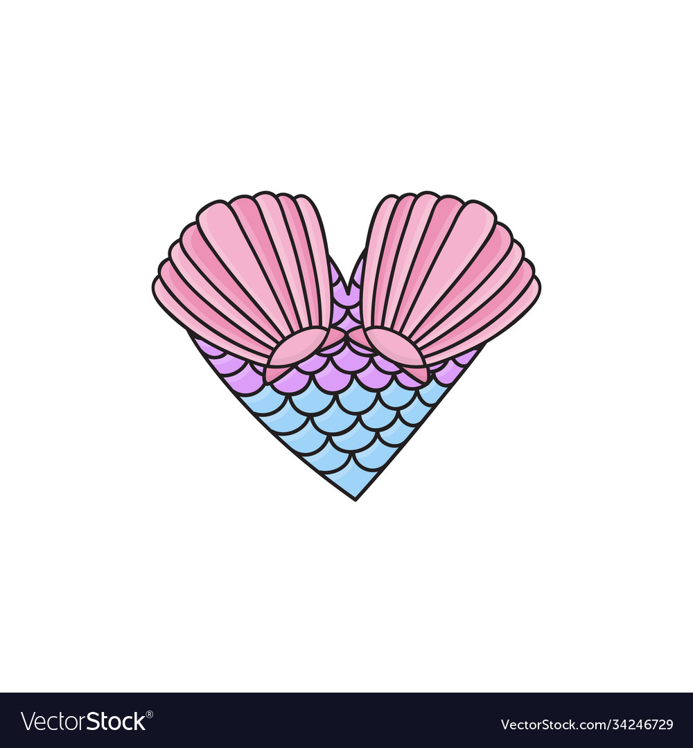 Mermaid heart hand drawn