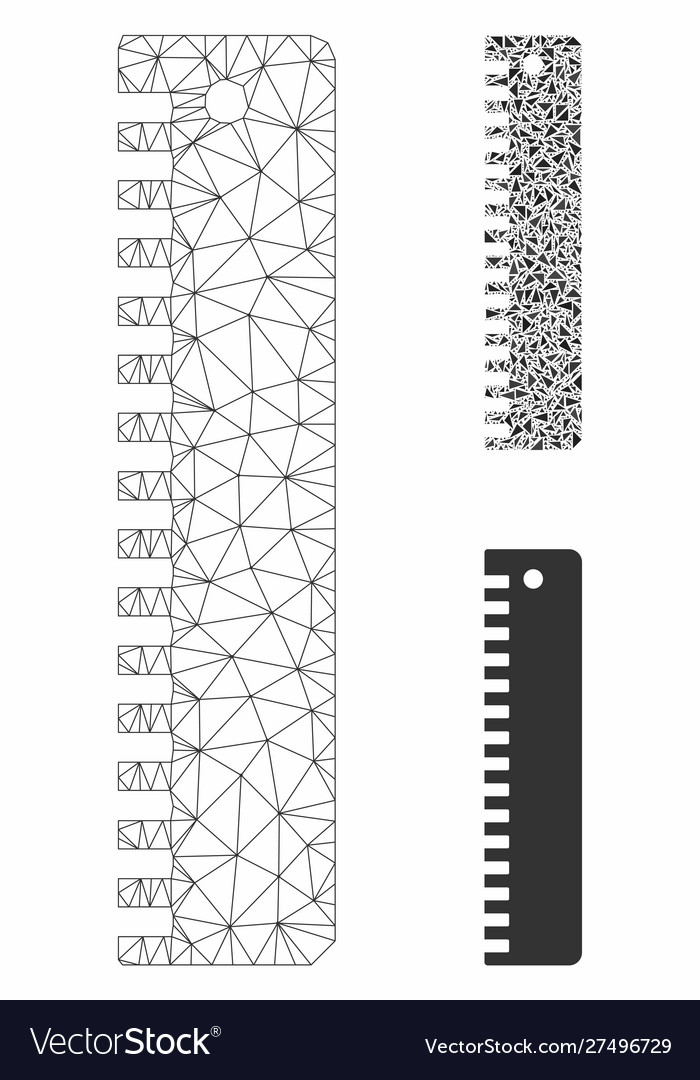 Ruler mesh 2d model and triangle mosaic vector image Ruler mesh 2d model and triangle mosaic