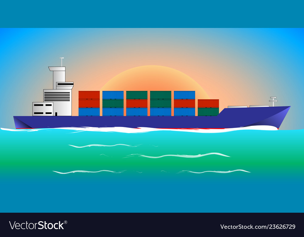 Sea Cargo Ship Container Royalty Free Vector Image