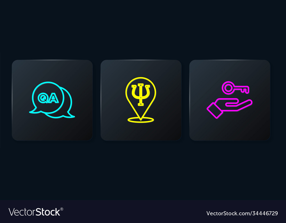Set line question and answer solution vector image Set line question and answer solution