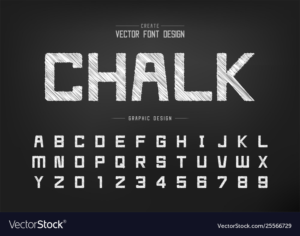 Sketch font and alphabet chalk square typeface