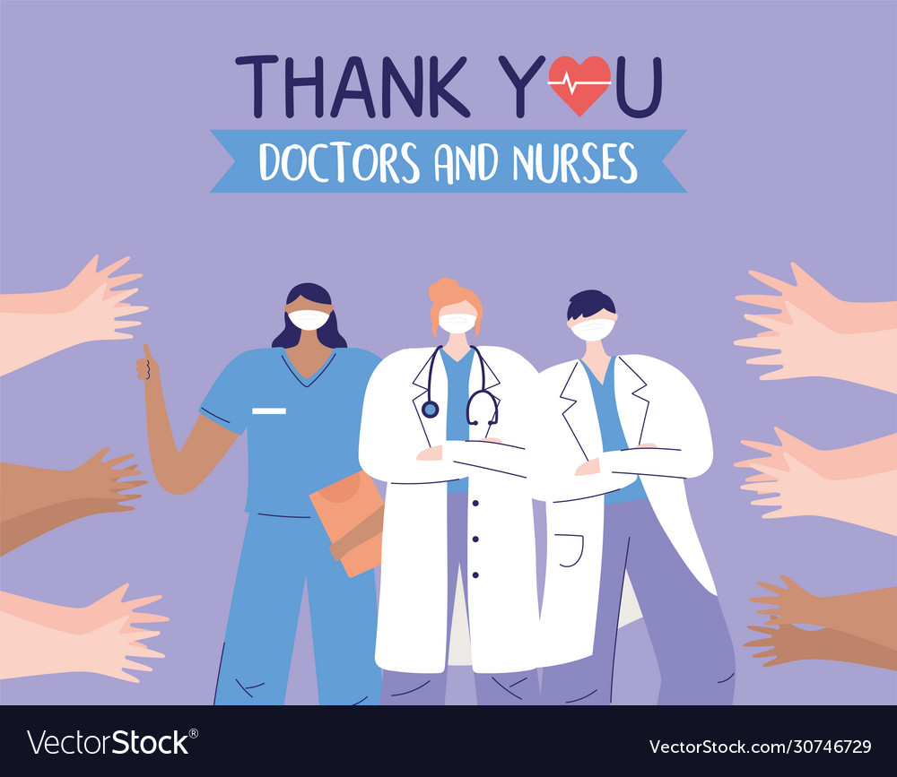 Thank you doctors and nurses physicians nurse Vector Image