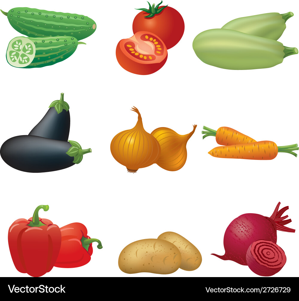 Vegetables icon set Royalty Free Vector Image - VectorStock