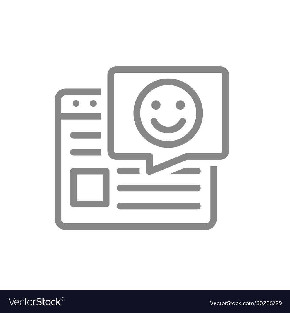 Website with happy face in speech bubble line icon