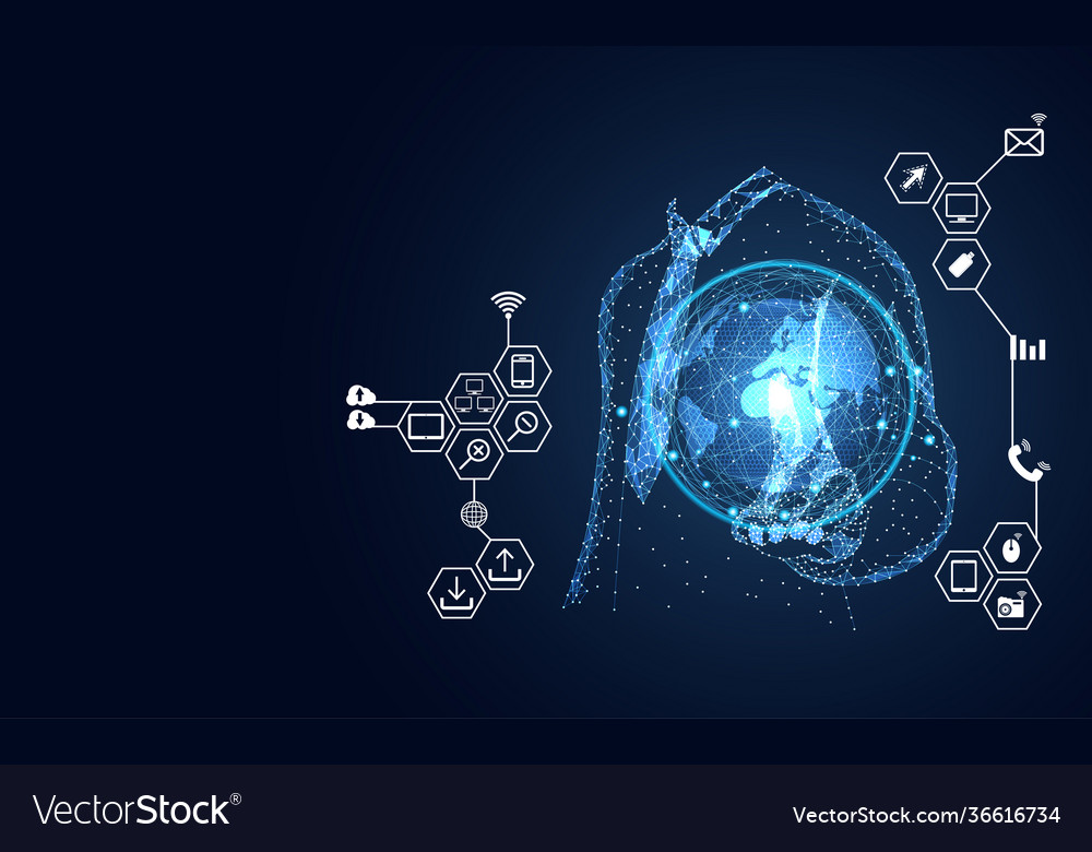 Abstract technology line triangle and points Vector Image