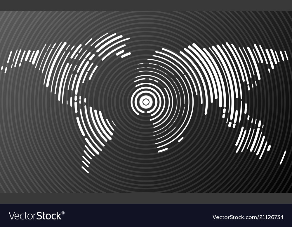 Abstract world map of radial lines Vector Image Abstract world map of radial lines