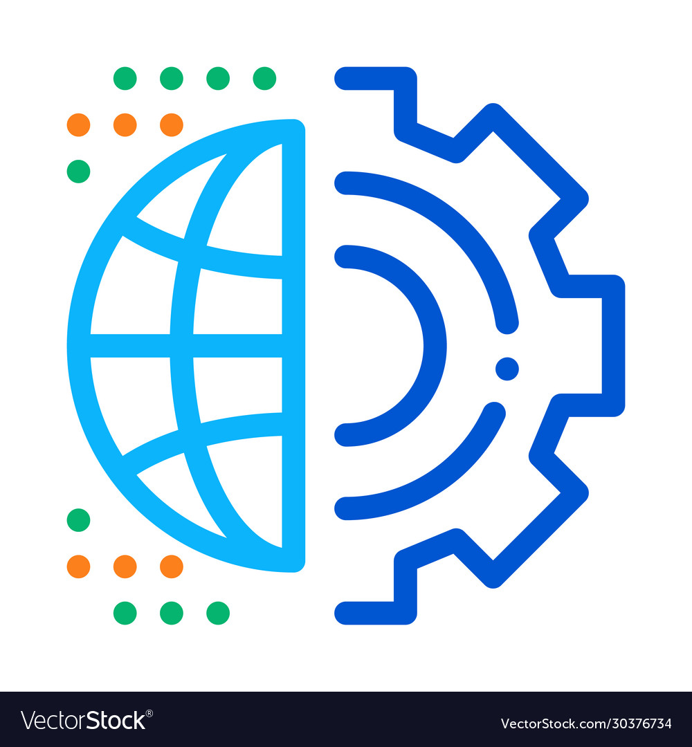 Automated internet settings icon outline vector image Automated internet settings icon outline