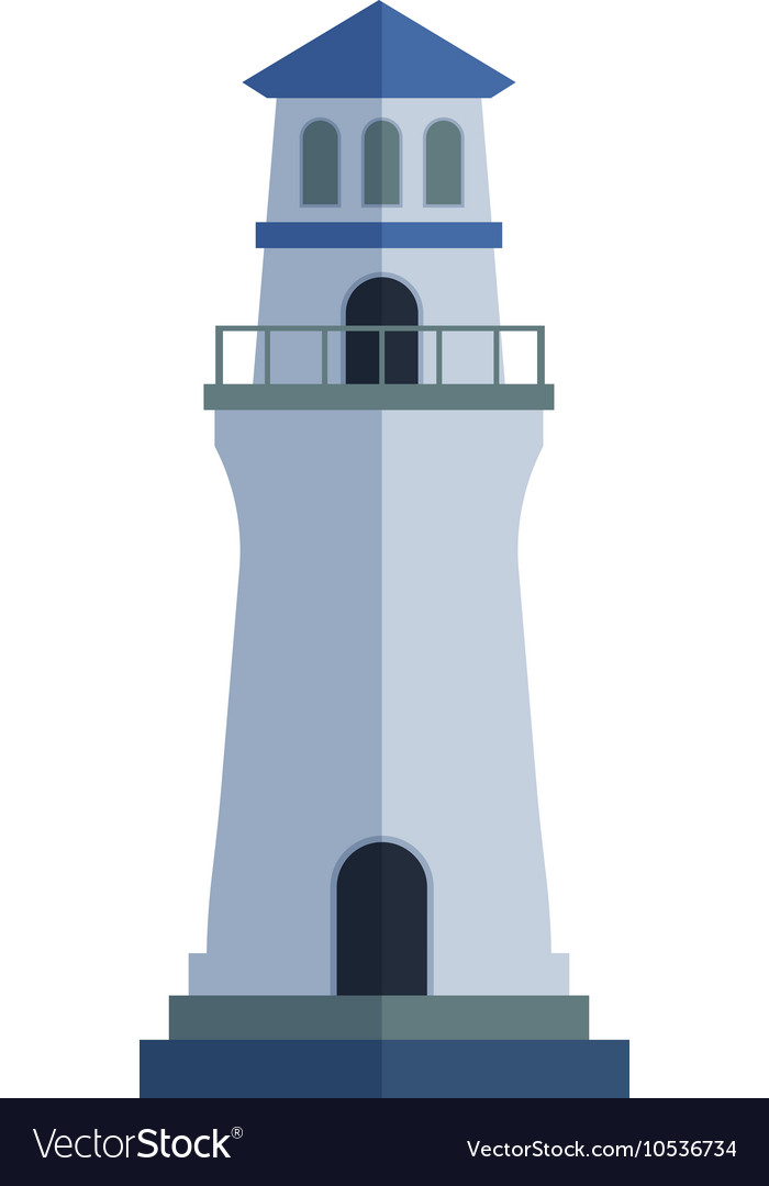 Cartoon flat lighthouse