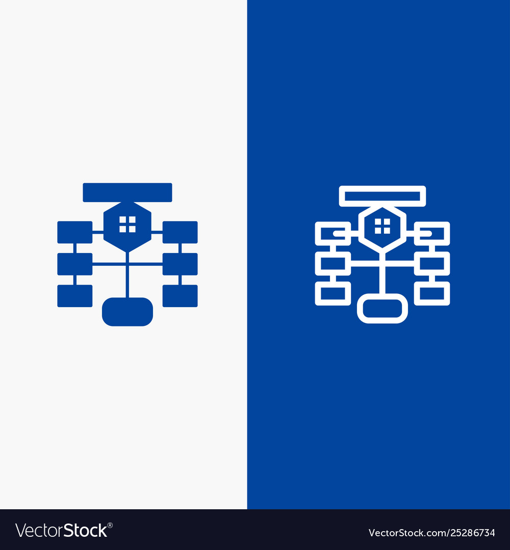 Flowchart flow chart data database line and glyph vector image Flowchart flow chart data database line and glyph