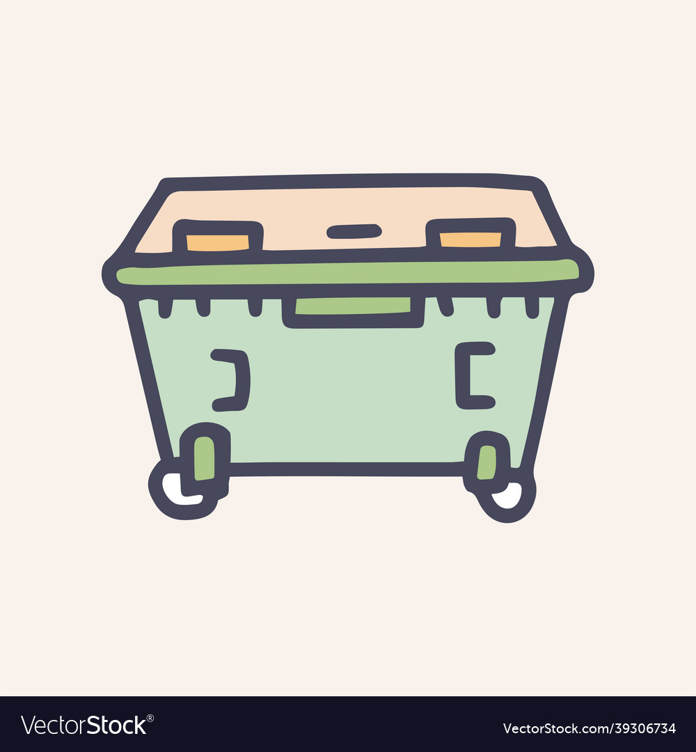 Garbage container color doodle simple icon