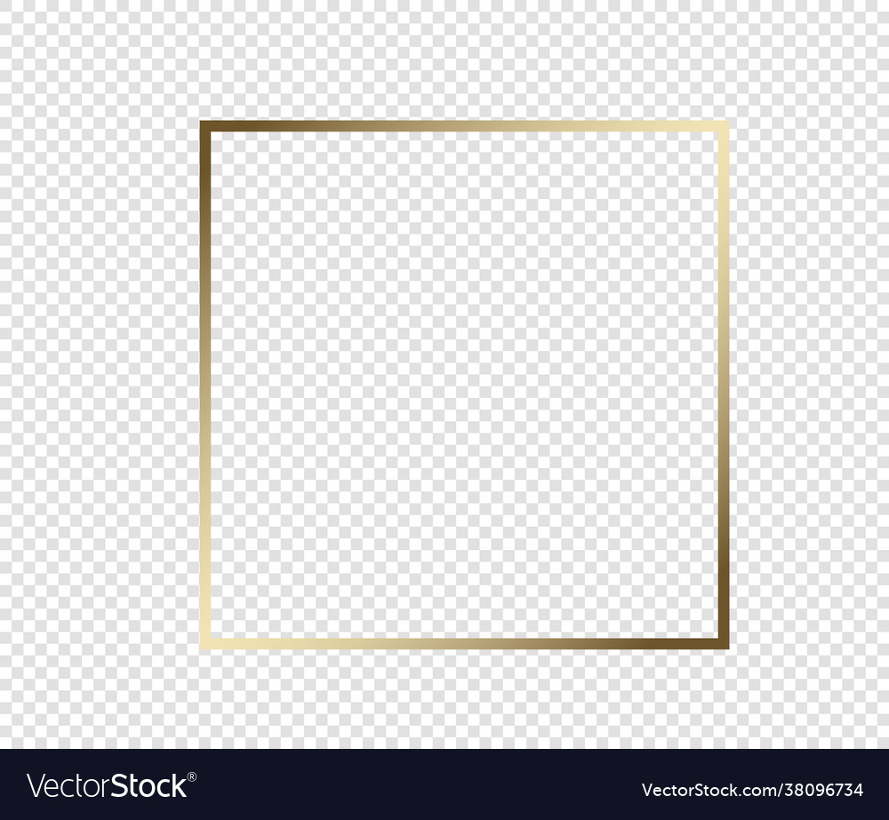 Gold shiny glowing frame with shadows isolated