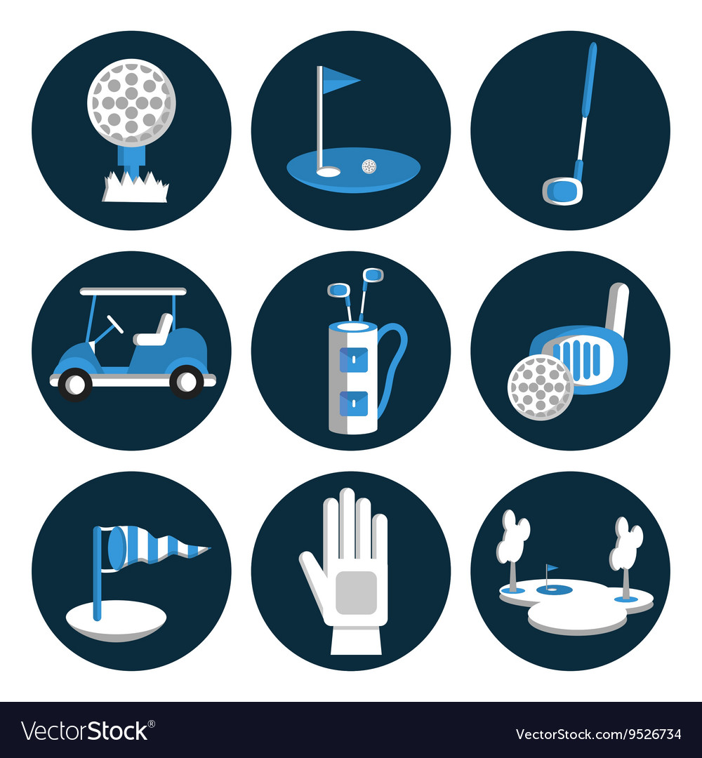 Golf flat icon set Royalty Free Vector Image - VectorStock