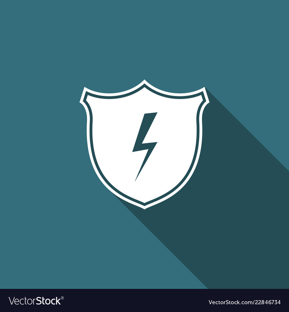 Secure shield with lightning icon isolated