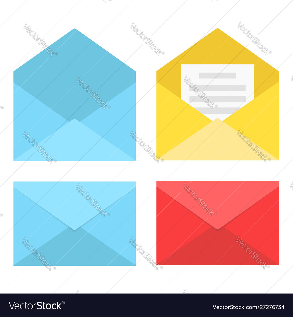 Set closed and open envelopes with document vector image Set closed and open envelopes with document