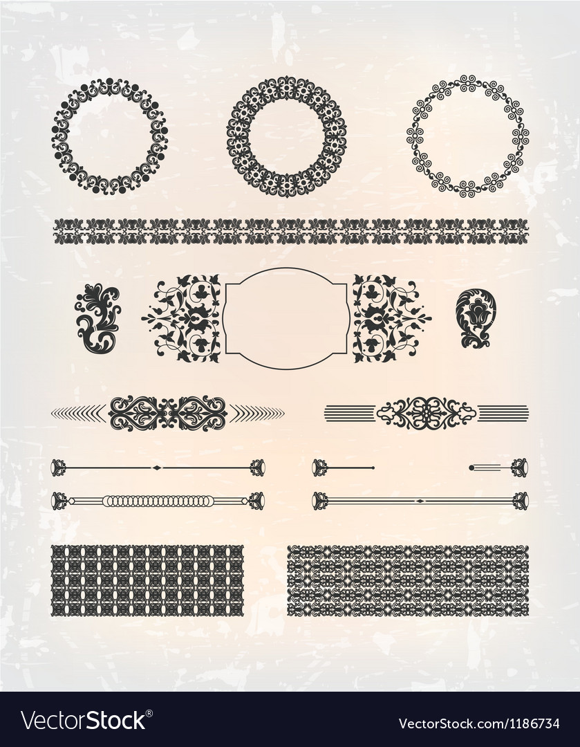 Set of abstract flower pattern design