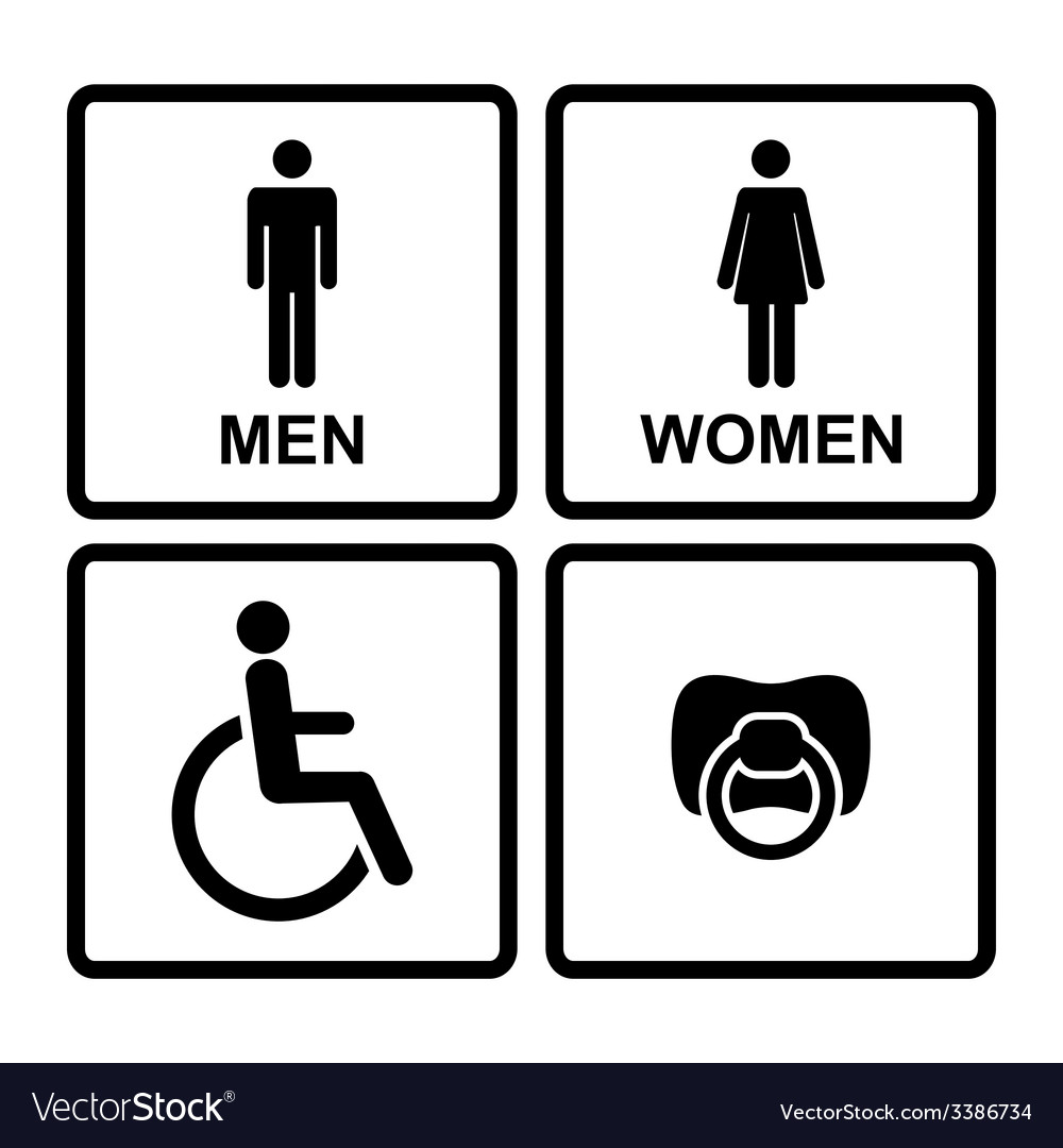 Set of black wc icons on white background in frame