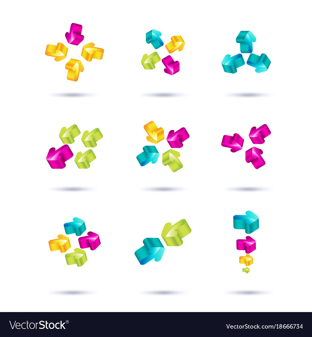 Set of minimal arrow multicolor symbol