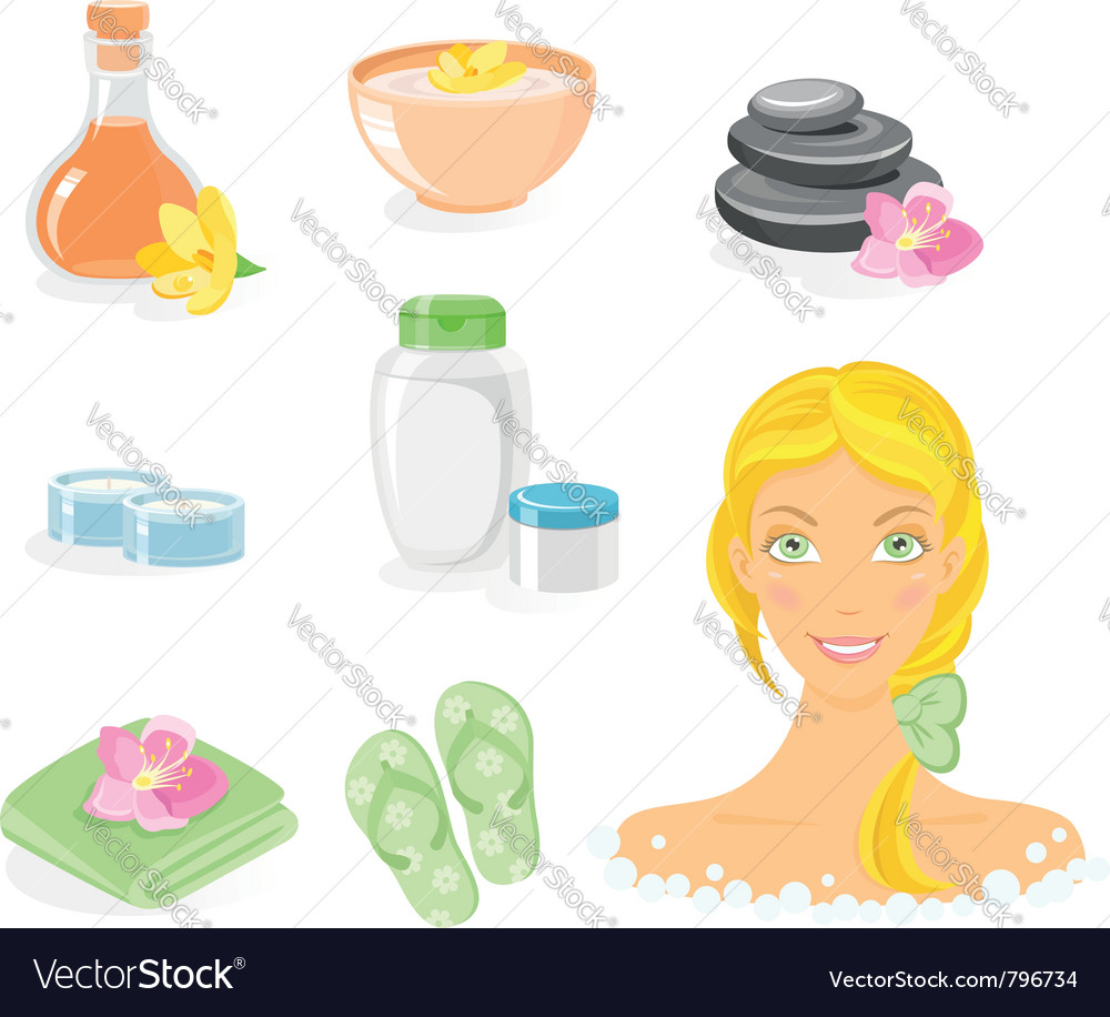 Spa and body care icon set Royalty Free Vector Image