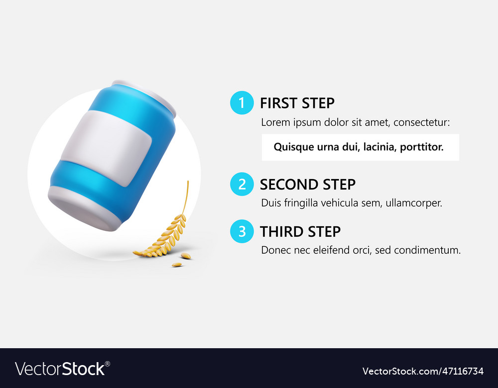 Template for horizontal banner with list 3d can vector image Template for horizontal banner with list 3d can