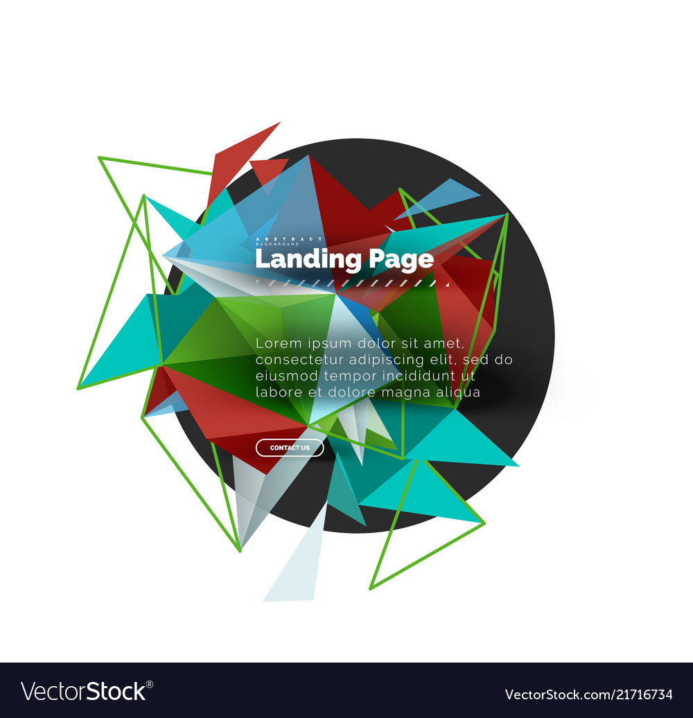 Triangular design abstract background landing vector image Triangular design abstract background landing