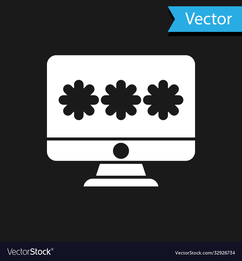 White monitor with password notification icon vector image White monitor with password notification icon
