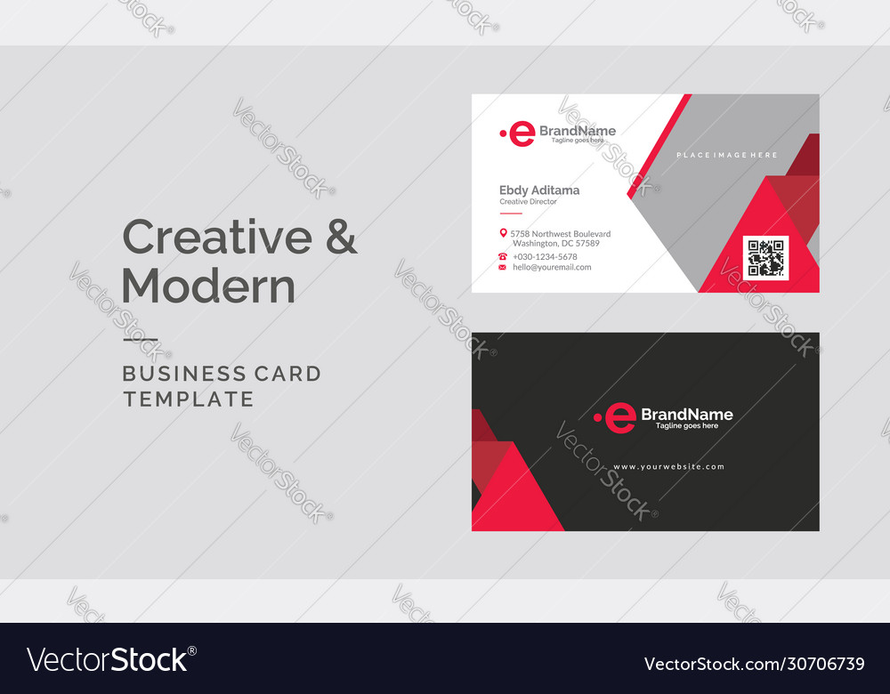 Business card template with red and black color vector image Business card template with red and black color