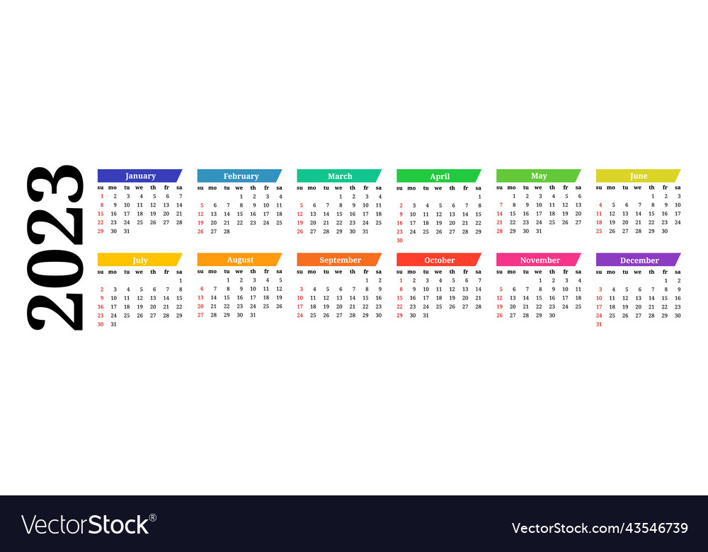 Calendar for 2023 isolated on a white background Vector Image