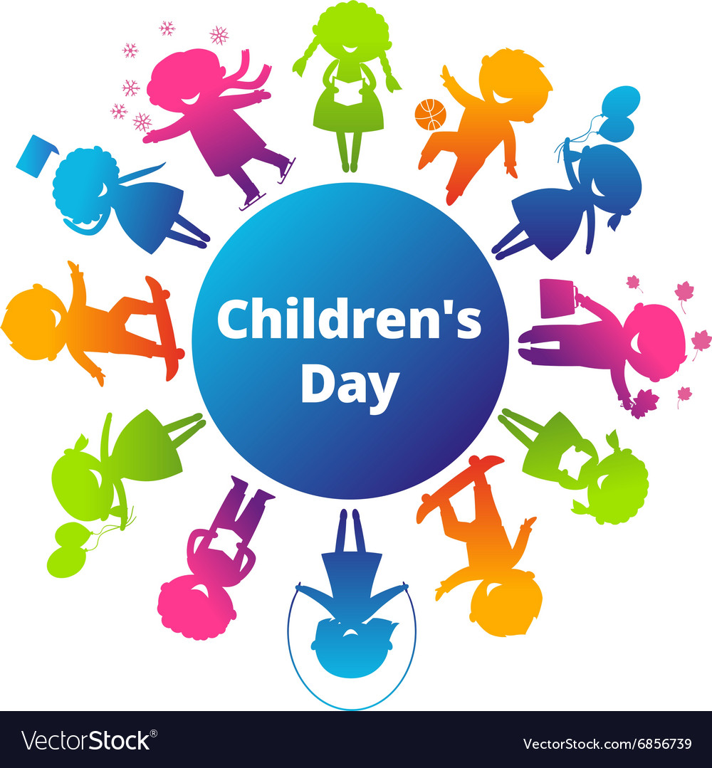 Children's Day Cartoon Silhouette Icon Royalty Free Vector