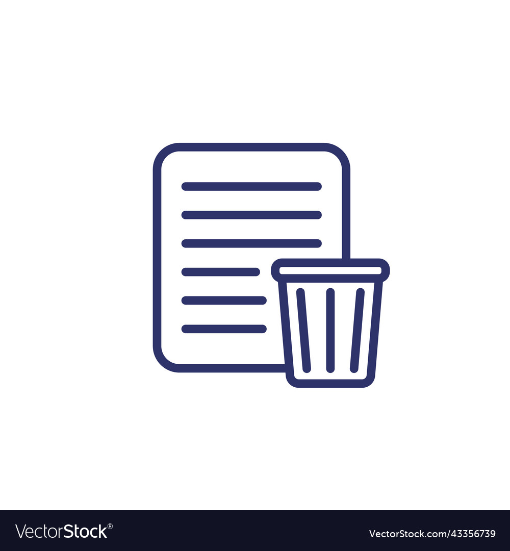 Document and trash bin line icon