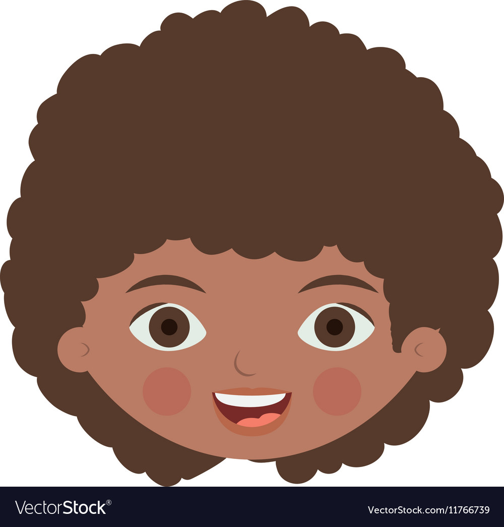 Front Face Brunette Girl With Curly Hair Vector Image