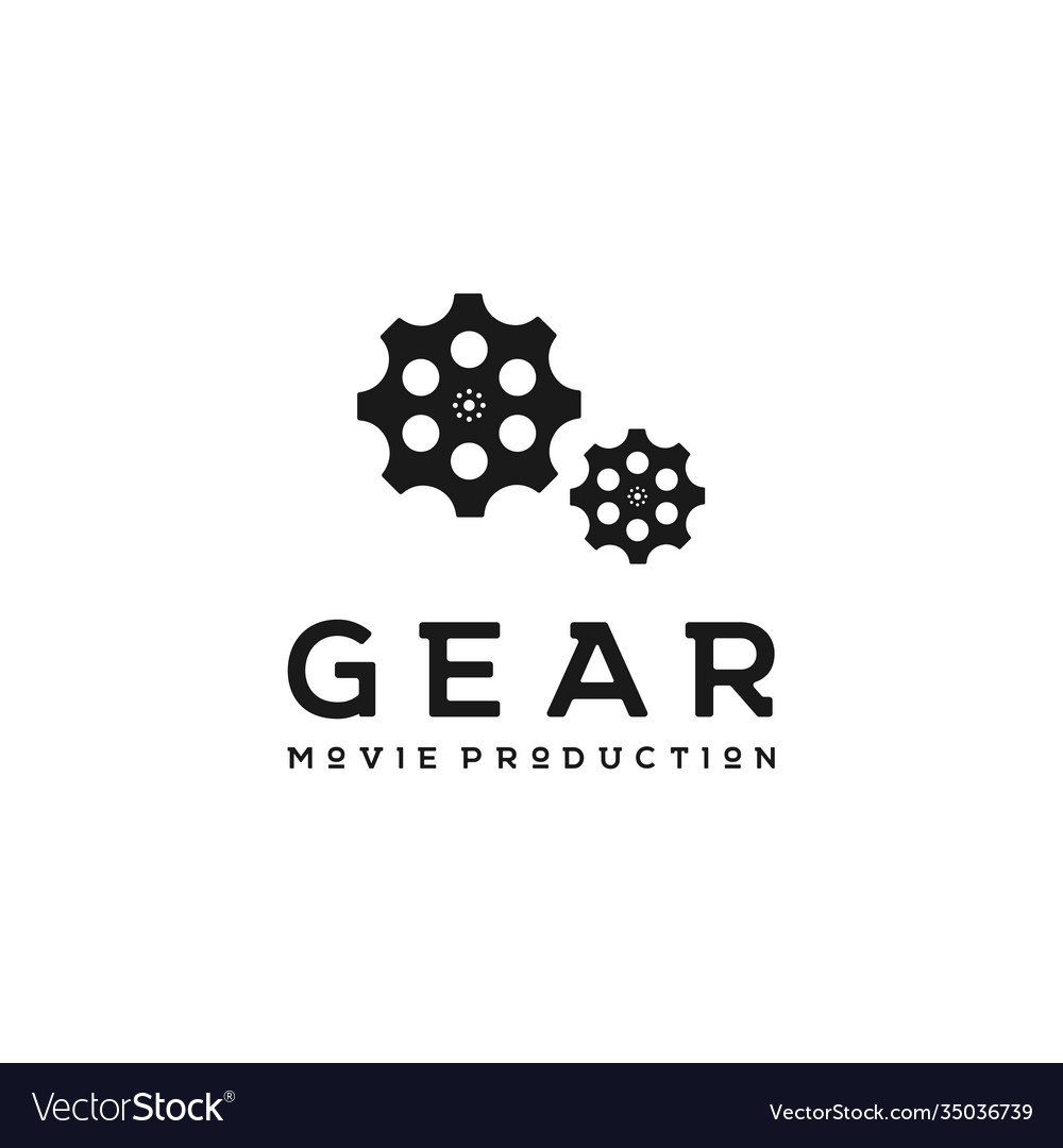 Gears with film reel for movie cinema Royalty Free Vector