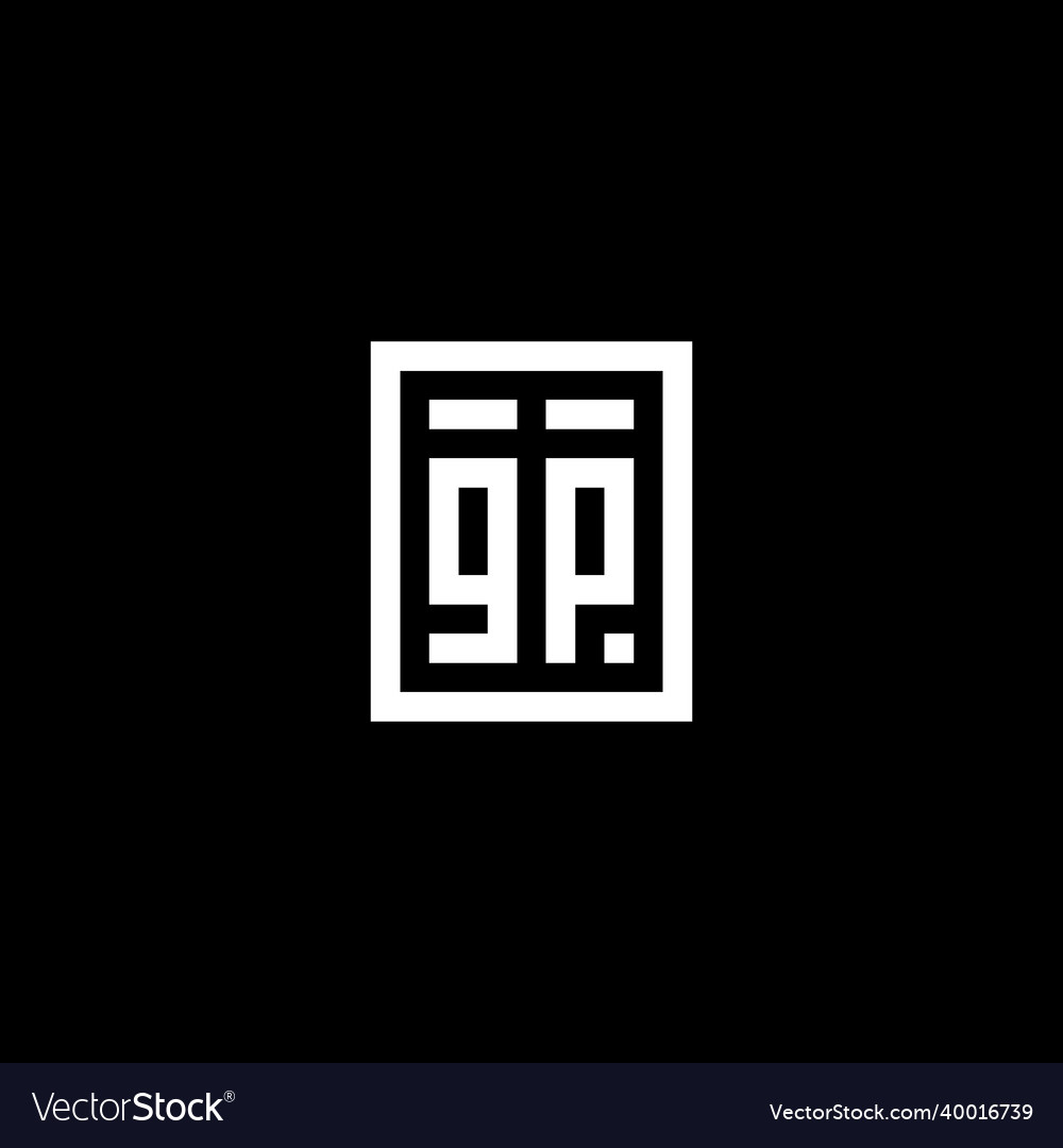 Gp initial logo with square rectangular shape