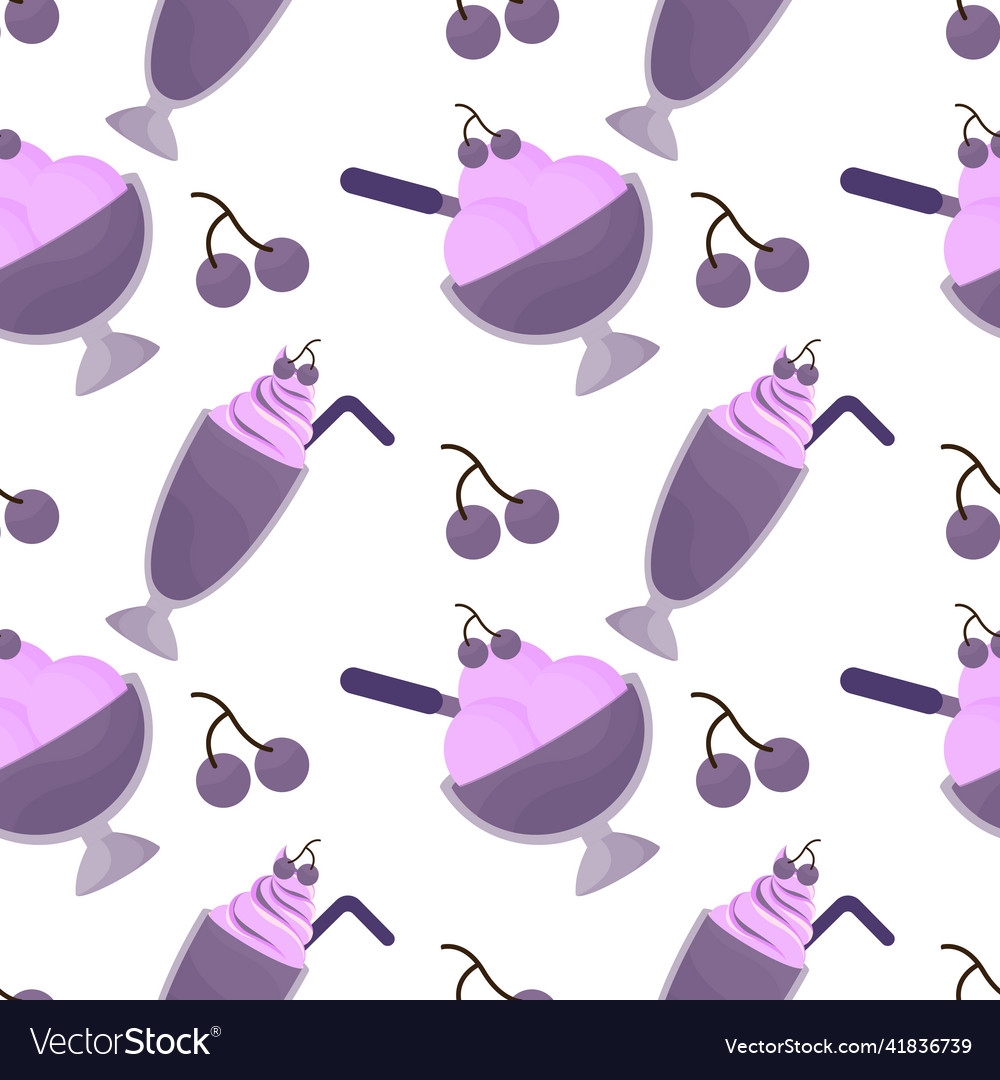 Grape ice cream seamless pattern 2 vector image Grape ice cream seamless pattern 2