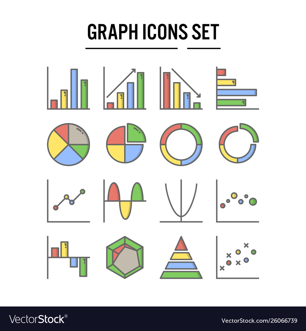 Graph and diagram icon in filled outline design Vector Image Graph and diagram icon in filled outline design