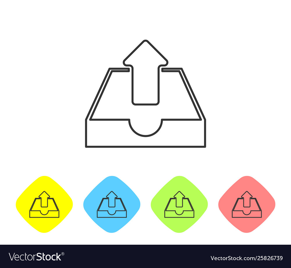 Grau Upload Posteingang Zeile Icon isoliert auf weiß Vector Image Grau Upload Posteingang Zeile Icon isoliert auf weiß