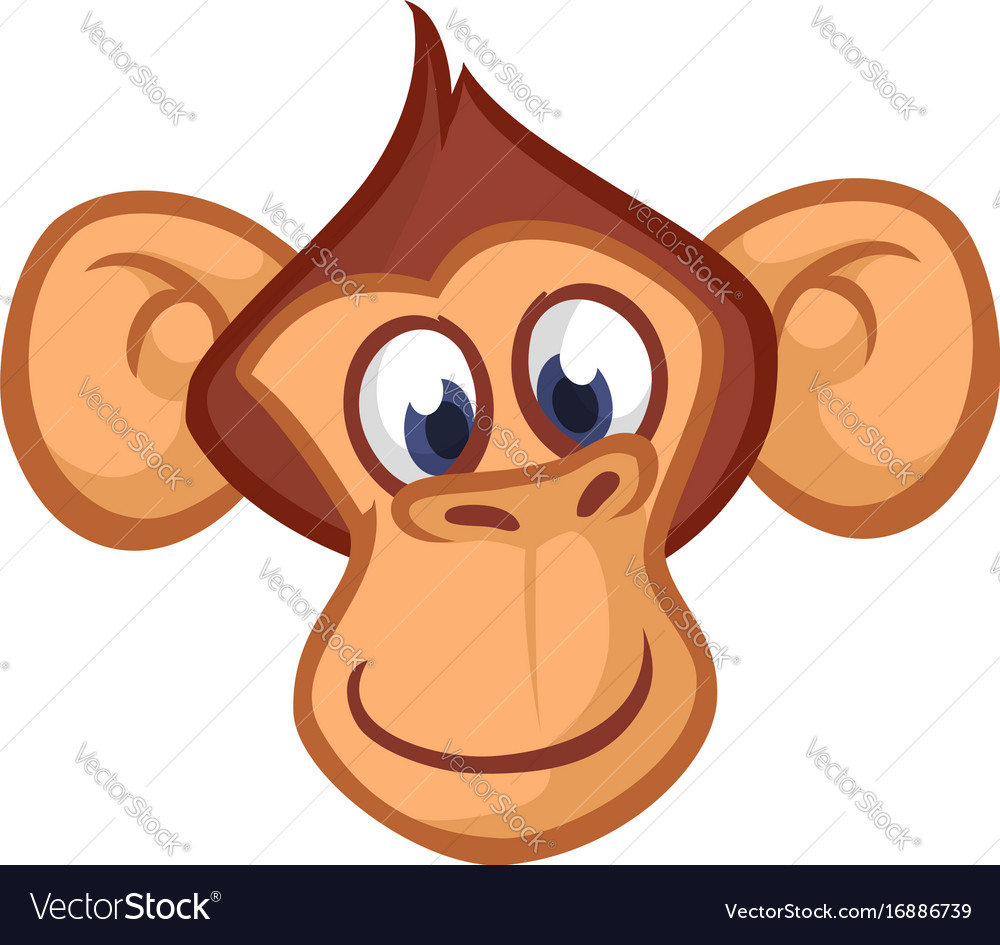 Happy cartoon monkey head Royalty Free Vector Image