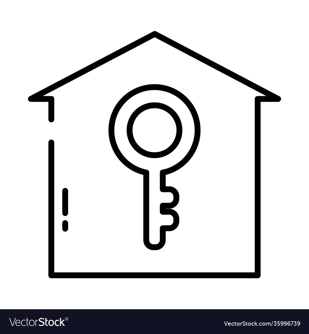 House shape with key icon half line style