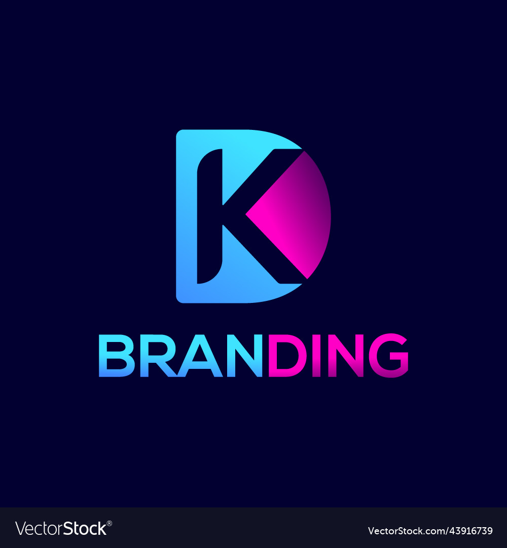 Letter k d kd dk logo design