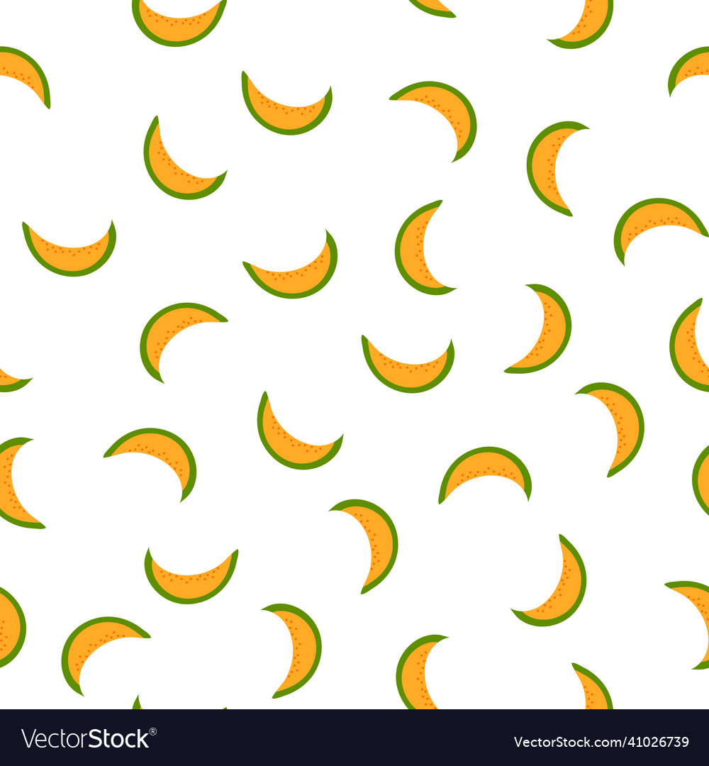 Melon slice seamless pattern on white background vector image Melon slice seamless pattern on white background