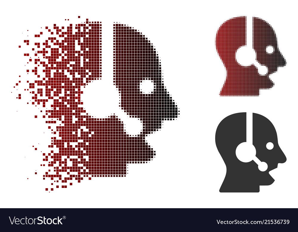 Moving pixel halftone operator icon vector image Moving pixel halftone operator icon