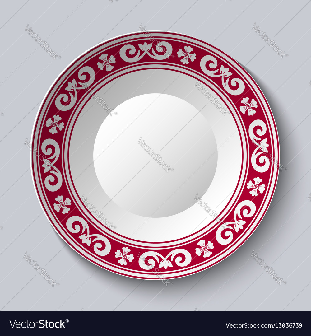 Ornamental dish with red pattern in the style