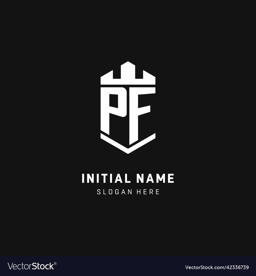 Pf monogram logo initial with crown and shield Vector Image Pf monogram logo initial with crown and shield