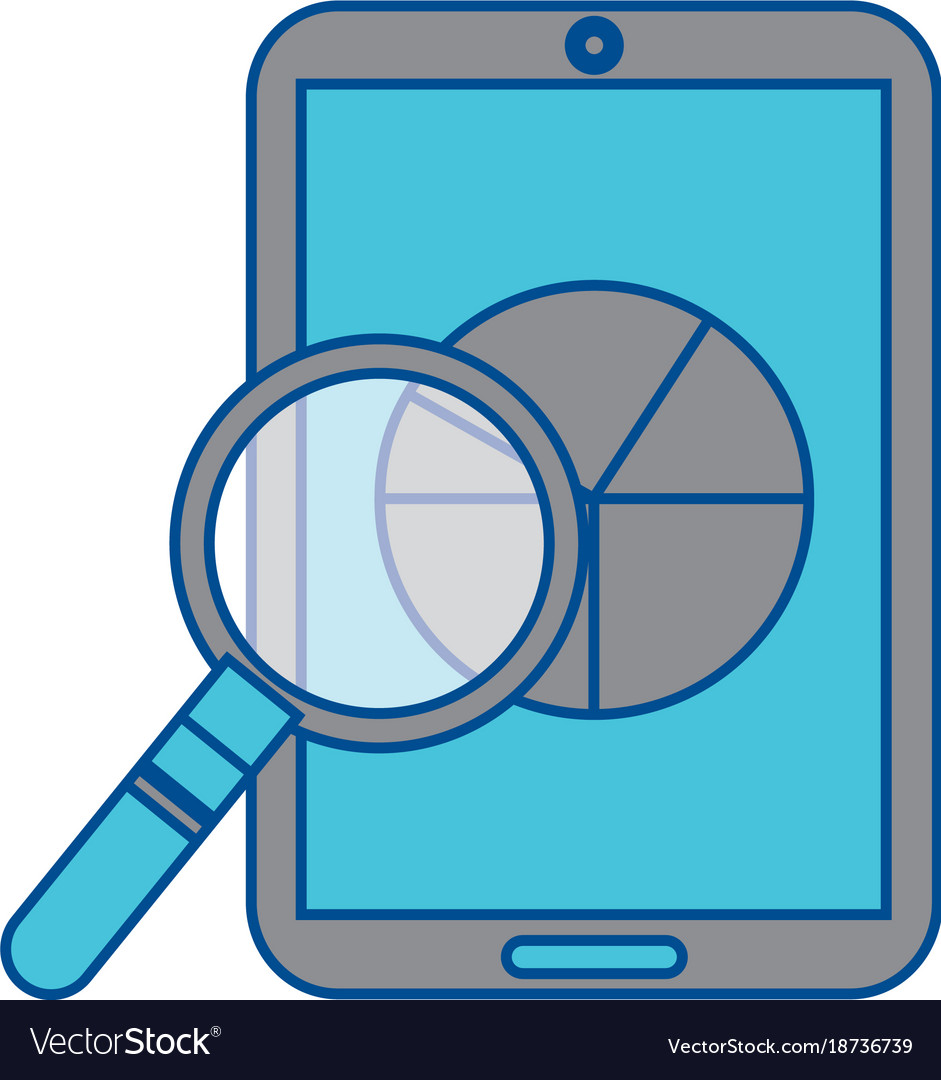 Pie graph chart on cellphone screen icon image