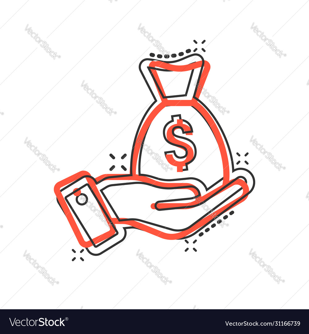 Remuneration icon in comic style money hand