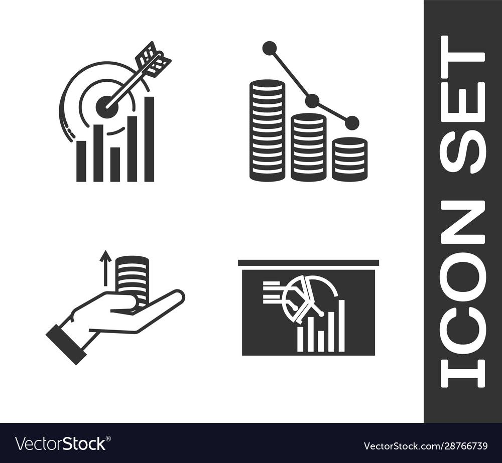 Set board with graph chart target Vector Image Set board with graph chart target