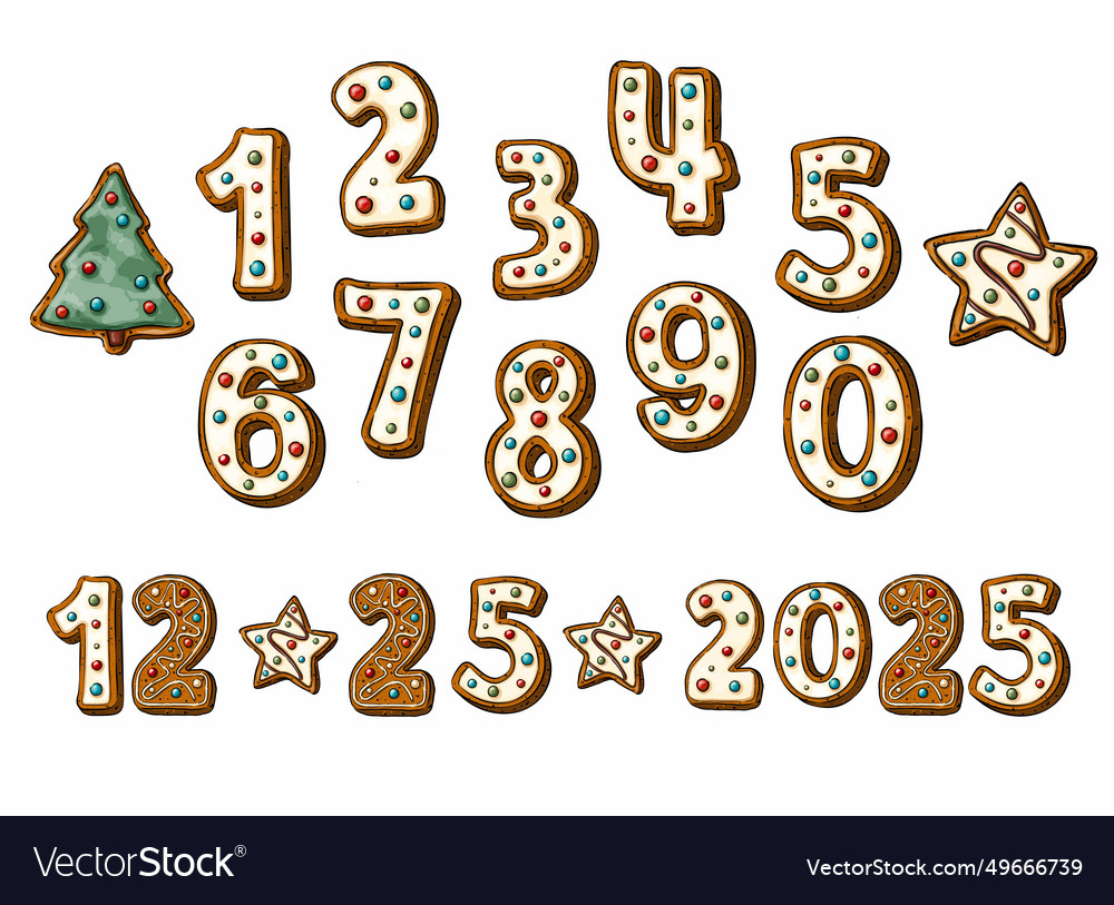 Set cartoon of numbers in the shape vector image Set cartoon of numbers in the shape