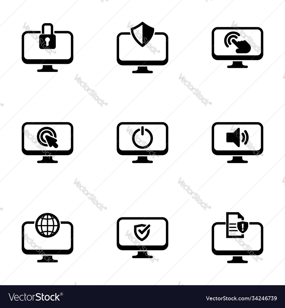 Set simple icons on a theme computer vector image Set simple icons on a theme computer