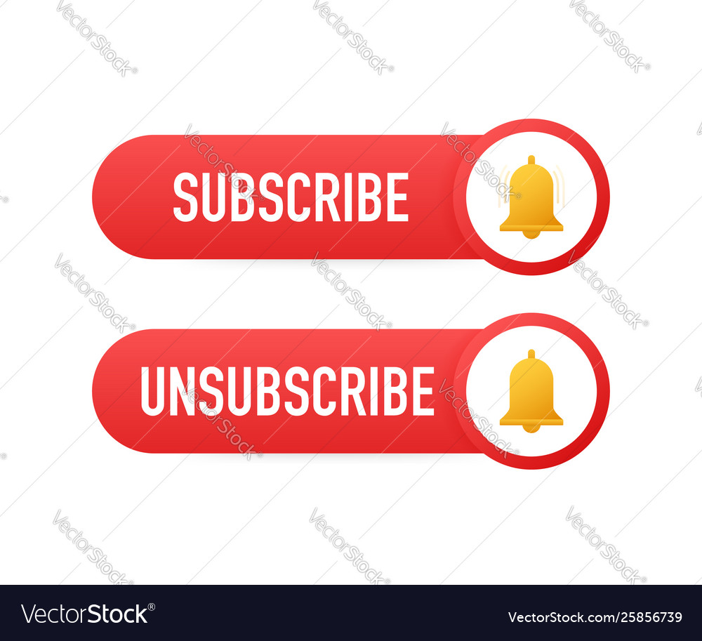 Subscribe button template with notification vector image Subscribe button template with notification